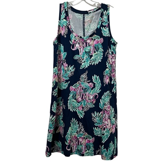 Lilly Pulitzer Small Raylee Blue Floral Sleeveless Summer Tank Mini Dress Y1 - Picture 3 of 7